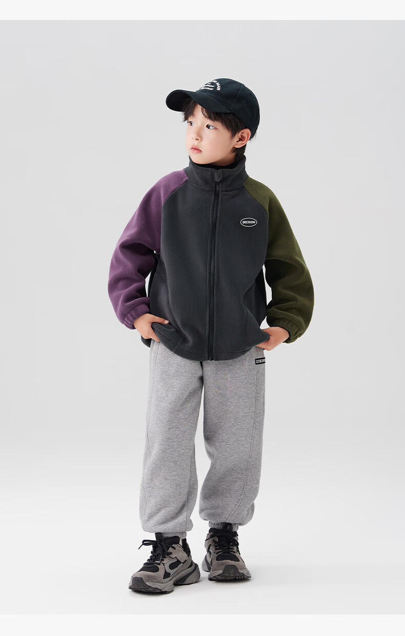 Zuo Xi Boys' Kids' Jacket Autumn 2025 New Double-Sided Fleece Warm Winter Coat Black 130 11